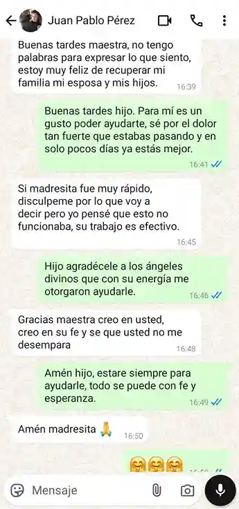 Testimonio por medio de screenshot en whatsapp - 1
